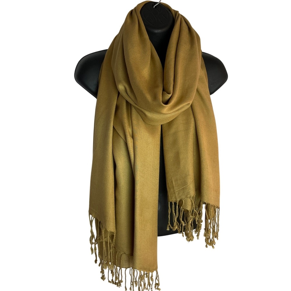 Pashmina Cashmere Silk Scarf 31.5x75 Gold Italian Style Wrap Quiet Luxury
